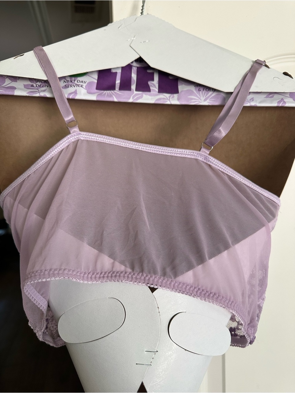 Lilac Floral Lace Bustier Crop Top - Picture 4 of 5